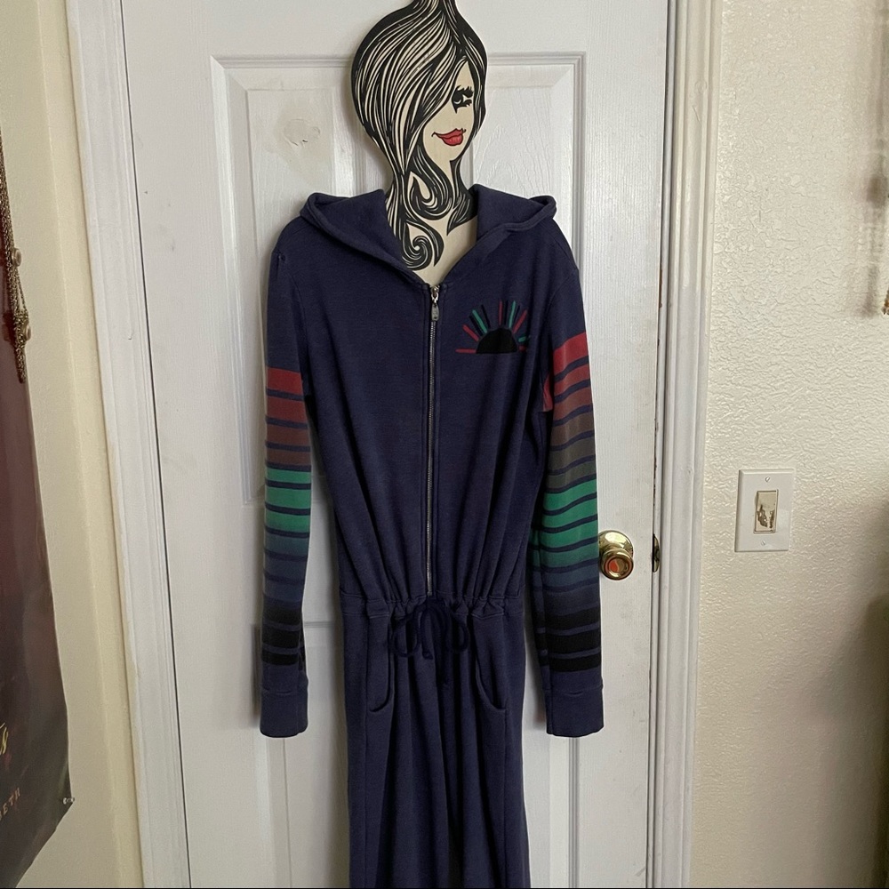 Dolls Kill Fleece Hoodie Jumpsuit Romper